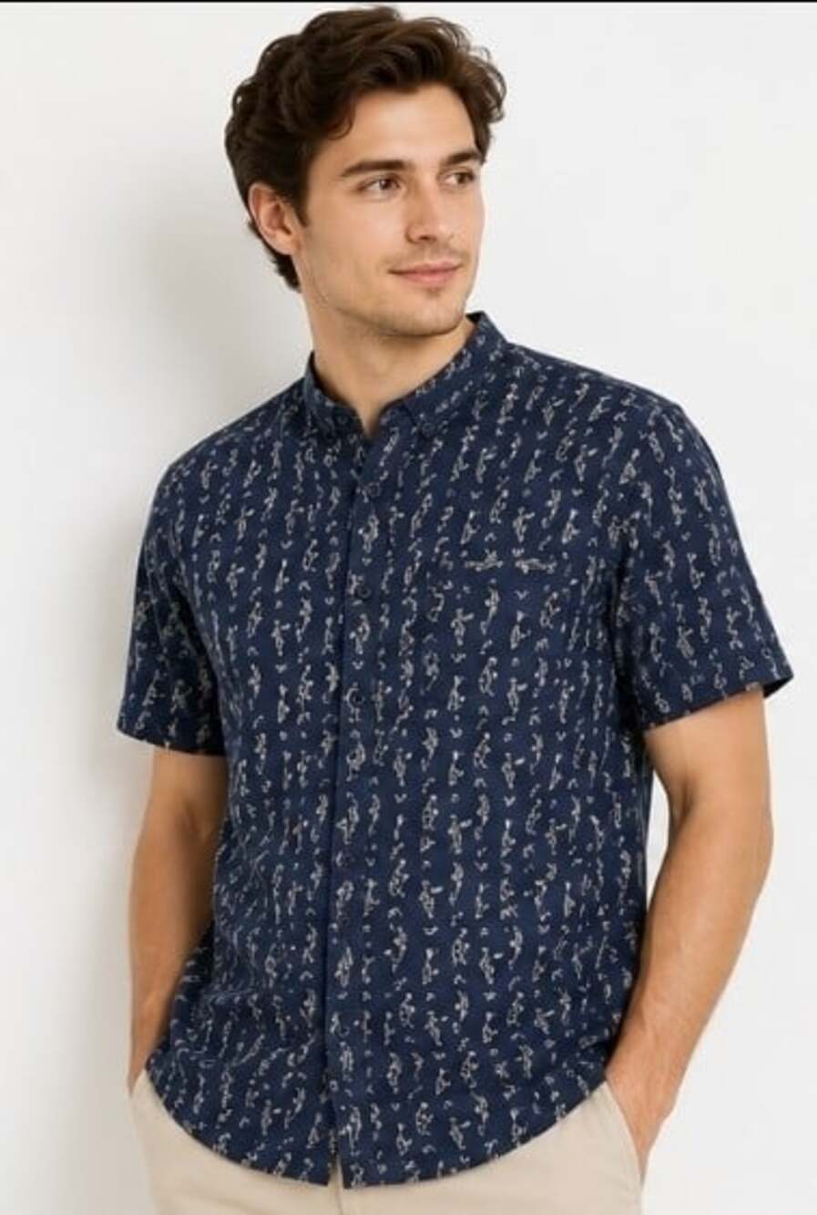 Nifty Genius NWT Truman Collar Shirt Button Up Short Sleeve Mens Small T30